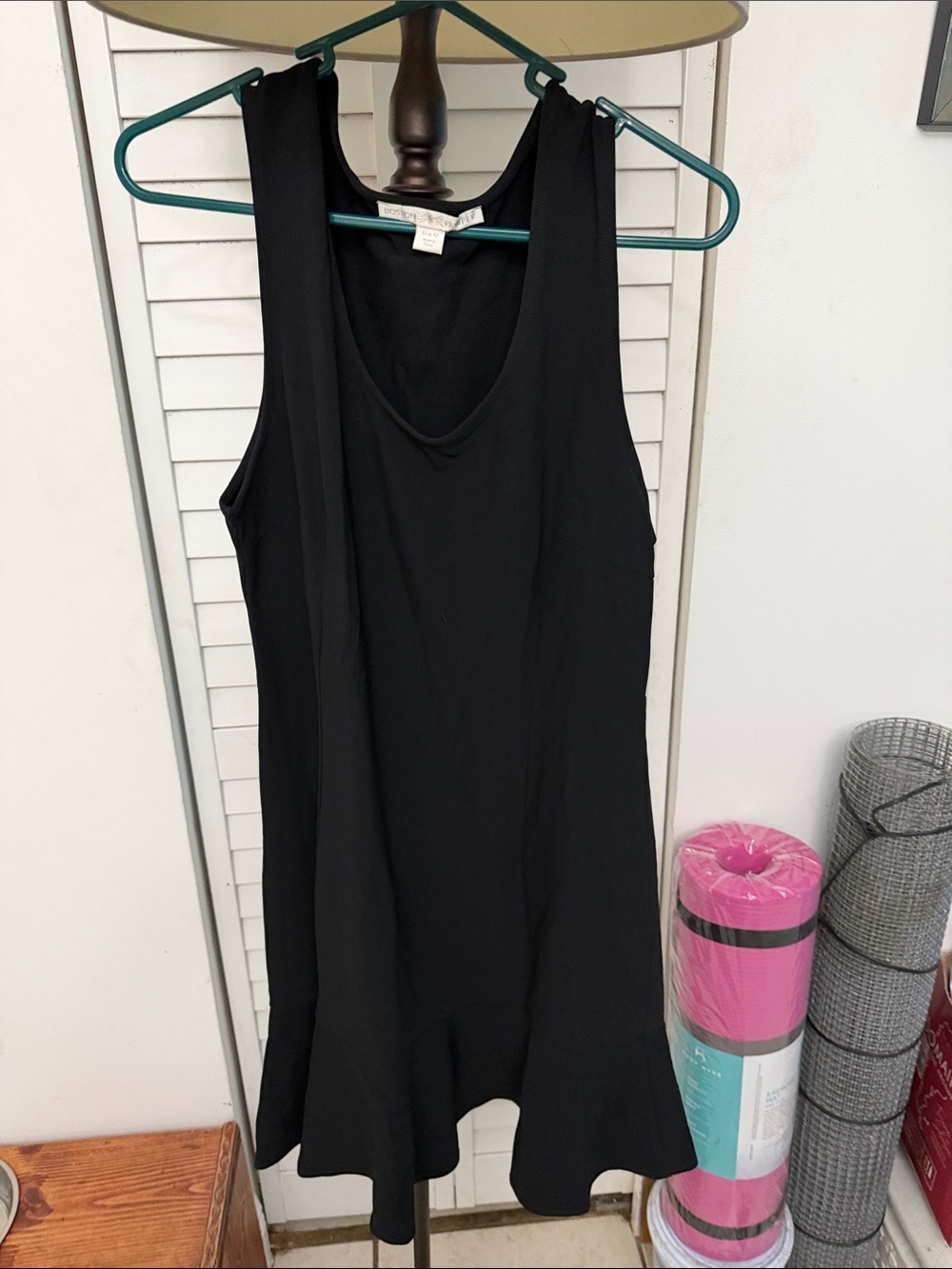Boston Proper Black Midi Dress with Flounce Hem